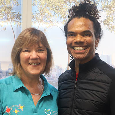 Janine Young with Sean Choolburra