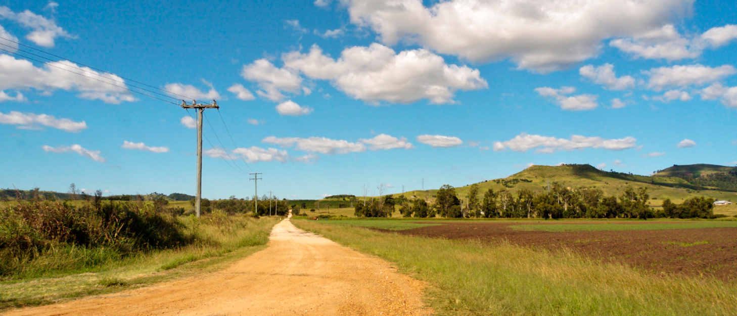 Powerlines on a dirt road